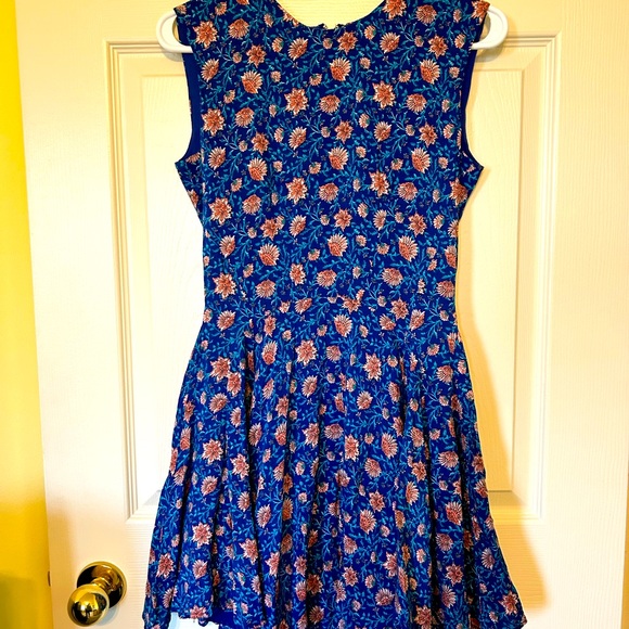 H&M BLUE PINK FLORAL FLIPPY SKATER MINI VTG TEA PARTY PROM DRESS 6 - Picture 3 of 7